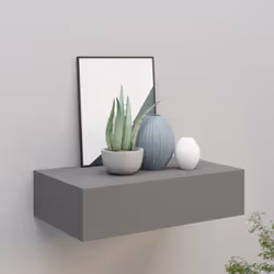 vidaXL Wall-mounted Drawer Shelf Grey MDF Wall Cabinet Floating Shelf Set