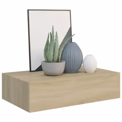 vidaXL 2x Wall-mounted Drawer Shelves Oak MDF Wall CabinetFloating Shelf Set