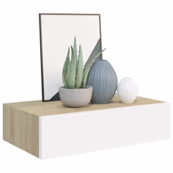 vidaXL Wall-mounted Drawer Shelf Oak and White MDF Wall CabinetFloating Shelf