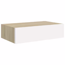 vidaXL 2x Wall Drawer Shelves Oak and White MDF Wall CabinetFloating Shelf