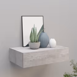 vidaXL Wall-mounted Drawer Shelf Concrete Grey MDF Wall CabinetFloating Shelf