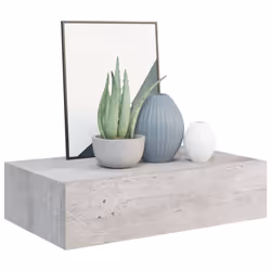 vidaXL Wall-mounted Drawer Shelf Concrete Grey MDF Wall CabinetFloating Shelf