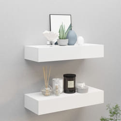 vidaXL 2x Wall-mounted Drawer Shelves White MDF Wall CabinetFloating Shelf