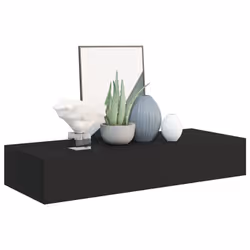 vidaXL Wall-mounted Drawer Shelf Black MDF Ledges Floating Cabinet Wall Shelf