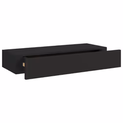 vidaXL 2x Wall-mounted Drawer Shelves Black MDF Floating Cabinet Wall Shelf - Additional view 7