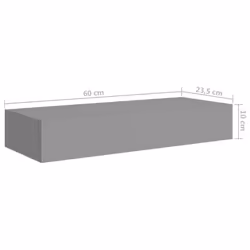 vidaXL Wall-mounted Drawer Shelf Grey MDF Ledges Floating Cabinet Wall Shelf - Additional view 8