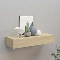 vidaXL Wall-mounted Drawer Shelf Oak MDF Ledges Floating Cabinet Wall Shelf