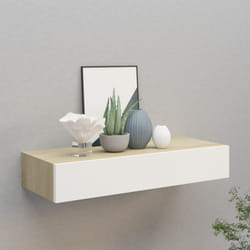 vidaXL Wall-mounted Drawer Shelf Oak and White MDF Floating Cabinet Wall Shelf