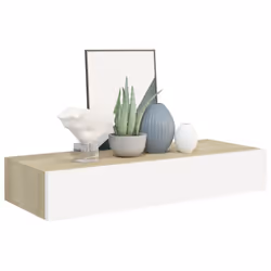 vidaXL Wall-mounted Drawer Shelf Oak and White MDF Floating Cabinet Wall Shelf