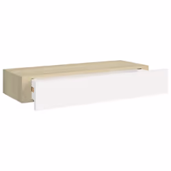 vidaXL Wall-mounted Drawer Shelf Oak and White MDF Floating Cabinet Wall Shelf - Additional view 6
