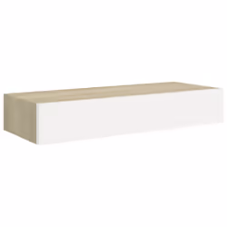 vidaXL 2x Wall Drawer Shelves Oak and White MDF Floating Cabinet Wall Shelf