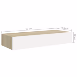 vidaXL 2x Wall Drawer Shelves Oak and White MDF Floating Cabinet Wall Shelf - Additional view 9