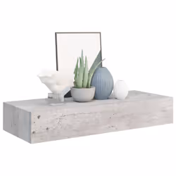 vidaXL Wall-mounted Drawer Shelf Concrete Grey MDF Floating Cabinet Wall Shelf