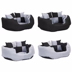 vidaXL Reversible & Washable Dog Cushion Pet Mattress Bed Basket Grey & Black - Additional view 6