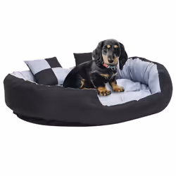 vidaXL Reversible & Washable Dog Cushion Grey and Black Dog Sofa Bed Unit