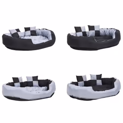 vidaXL Reversible & Washable Dog Cushion Grey and Black Dog Sofa Bed Unit - Additional view 8