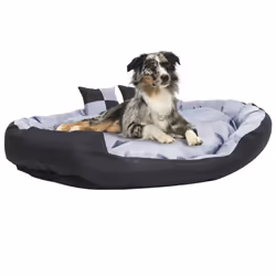 vidaXL Reversible & Washable Dog Cushion Grey and Black Dog Mattress Basket