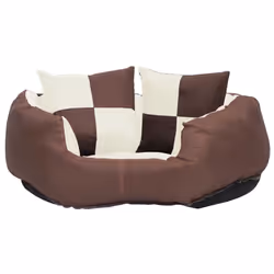 vidaXL Reversible & Washable Dog Cushion Brown and Cream Dog Mattress Bed Set