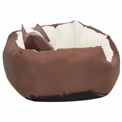 vidaXL Reversible & Washable Dog Cushion Brown and Cream Dog Mattress Bed Set