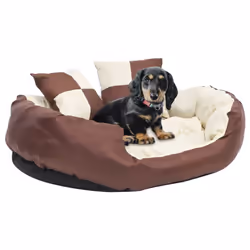 vidaXL Reversible & Washable Dog Cushion Brown and Cream Dog Mattress Basket