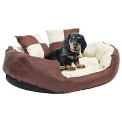 vidaXL Reversible & Washable Dog Cushion Brown and Cream Dog Mattress Basket