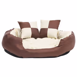 vidaXL Reversible & Washable Dog Cushion Brown and Cream Dog Mattress Basket