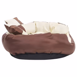 vidaXL Reversible & Washable Dog Cushion Brown and Cream Dog Mattress Basket