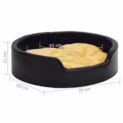 vidaXL Dog Bed Pet Cushion Dog Sofa Couch Pet Mattress Plush and Faux Leather - yellow, 99 x 89 x 21 cm - Additional view 3