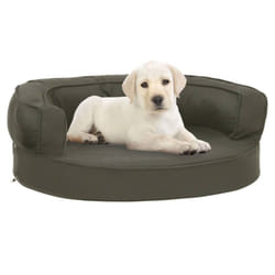 vidaXL Ergonomic Dog Bed Mattress Linen Look Dark Grey Dog Basket Pet Cushion