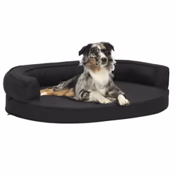 vidaXL Ergonomic Dog Bed Mattress Linen Look Black Dog Pet Cushion Sofa Basket