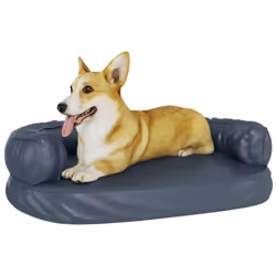 vidaXL Ergonomic Foam Dog Bed Faux Leather Pet Sofa Multi Colours Multi Sizes - dark blue, 75 x 53 cm