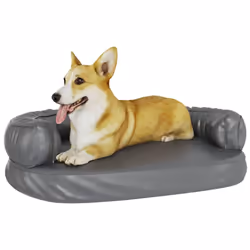 vidaXL Ergonomic Foam Dog Bed Faux Leather Pet Sofa Multi Colours Multi Sizes - grey, 75 x 53 cm