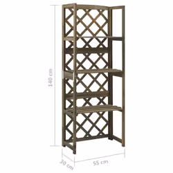vidaXL Solid Fir Wood Trellis with Shelves Grey Wooden Garden Plant Shelf - Additional view 5