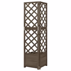 vidaXL Solid Fir Wood Corner Trellis Planter Grey Wooden Garden Flower Box