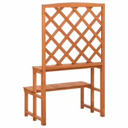 vidaXL Solid Fir Wood Plant Stand with Trellis Wooden Garden Plant Rack Shelf