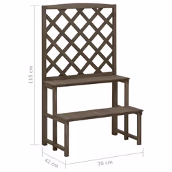 vidaXL Solid Fir Wood Plant Stand with Trellis Grey Wooden Garden Plant Rack - Additional view 5