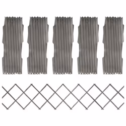 vidaXL 5x Solid Firwood Trellis Fences Outdoor Extending Barrier Brown/Grey - grey, 180 x 30 cm