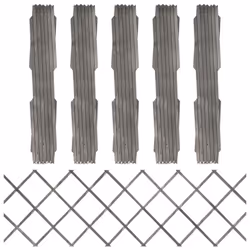 vidaXL 5x Solid Firwood Trellis Fences Outdoor Extending Barrier Brown/Grey - grey, 180 x 60 cm