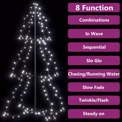 vidaXL Christmas Cone Tree 160 LEDs Indoor and Outdoor Holiday Decoration Home
