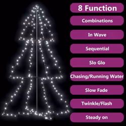 vidaXL Christmas Cone Tree 240 LEDs Indoor and Outdoor Christmas Light Display