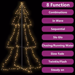 vidaXL Christmas Cone Tree 240 LEDs Indoor and Outdoor Xmas Tree Decoration