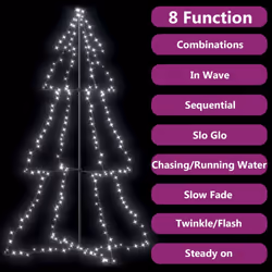 vidaXL Christmas Cone Tree 240 LEDs Indoor and Outdoor Holiday Decoration