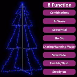 vidaXL Christmas Cone Tree 240 LEDs Indoor and Outdoor Holiday Decoration