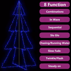 vidaXL Christmas Cone Tree 360 LEDs Indoor and Outdoor Holiday Decoration