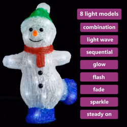 vidaXL LED Christmas Acrylic Snowman Figure Indoor and Outdoor Xmas Decoration