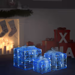 vidaXL 3x Decorative Acrylic Christmas Gift Boxes Cold White Xmas Decoration