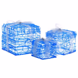 vidaXL 3x Decorative Acrylic Christmas Gift Boxes Cold White Xmas Decoration