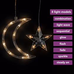 vidaXL Star&Moon Fairy Lights Remote Control 138 LED Warm White Curtain Light