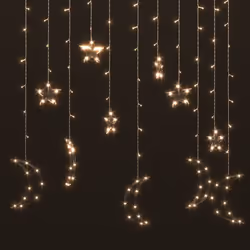 vidaXL Star&Moon Fairy Lights Remote Control 138 LED Warm White Curtain Light - Additional view 5