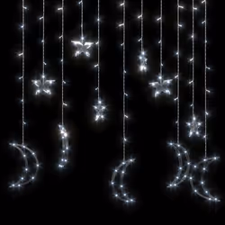vidaXL Star and Moon Fairy Lights Remote Control Cold White Curtain Light - Additional view 5